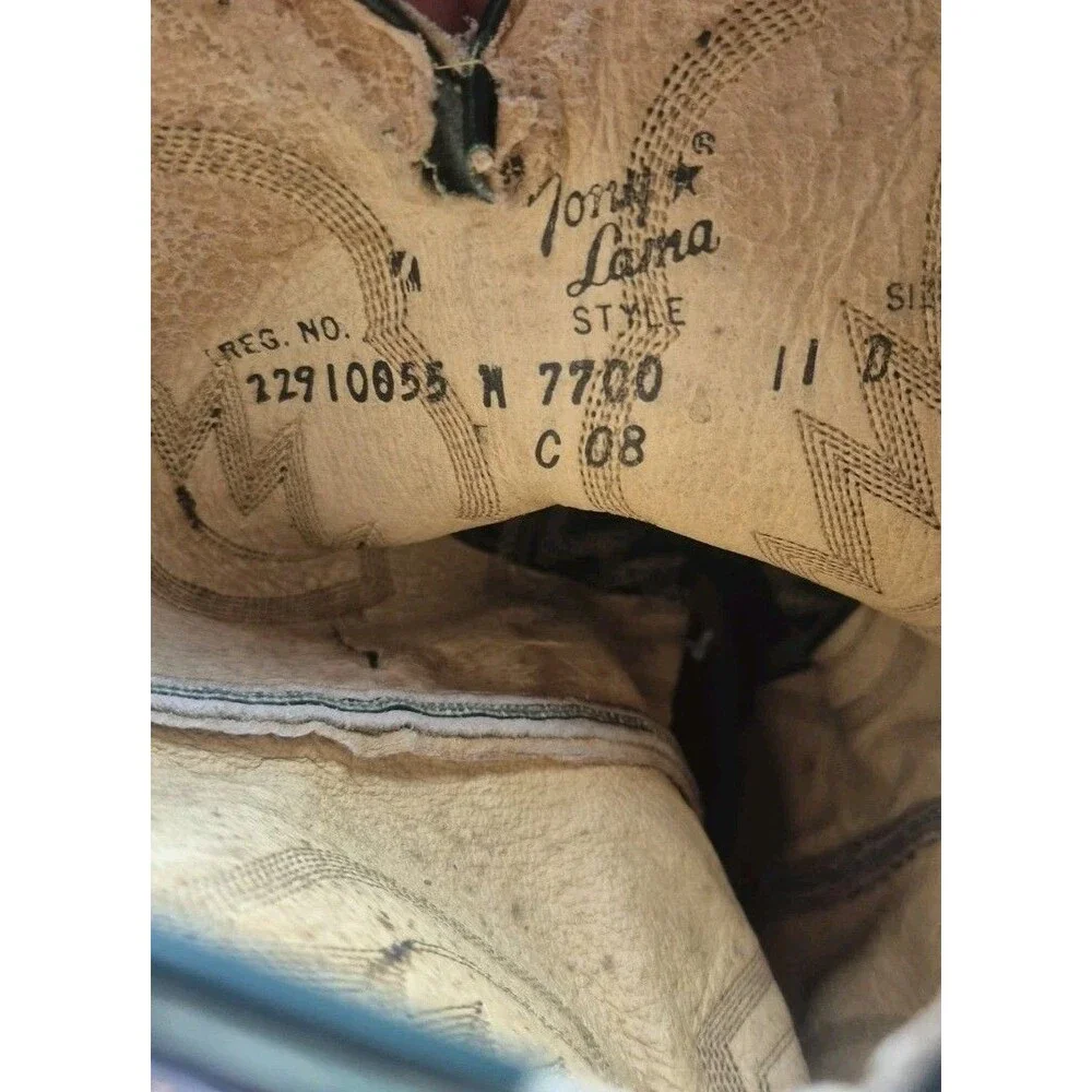 Vintage Tony Lama Two Tone Cowboy Boots Men's Size 11D Brown Western 7700